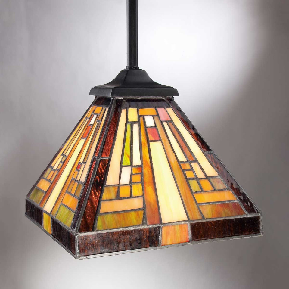 Stephen 1 tiffany style rod mini ceiling light vintage bronze 20.3cm Elstead Lighting Stephen 1 tiffany style rod mini ceiling light vintage bronze 20.3cm