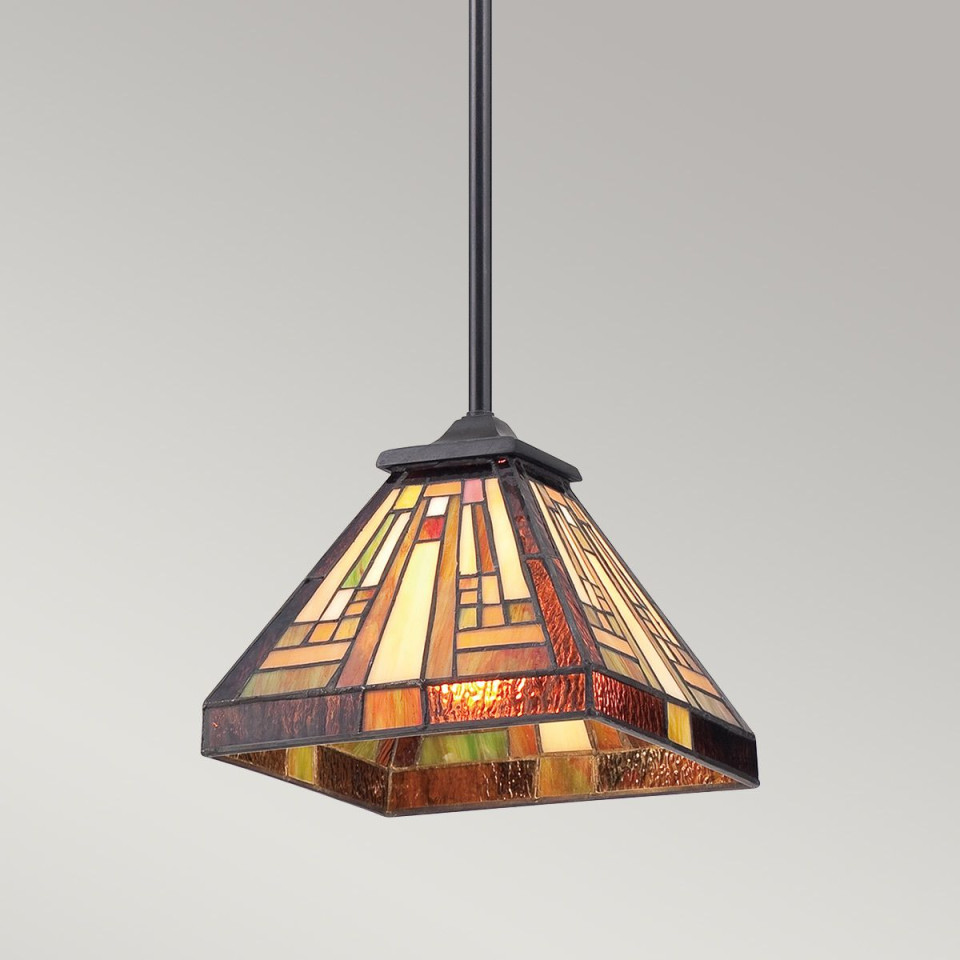 Stephen 1 tiffany style rod mini ceiling light vintage bronze 20.3cm Elstead Lighting Stephen 1 tiffany style rod mini ceiling light vintage bronze 20.3cm