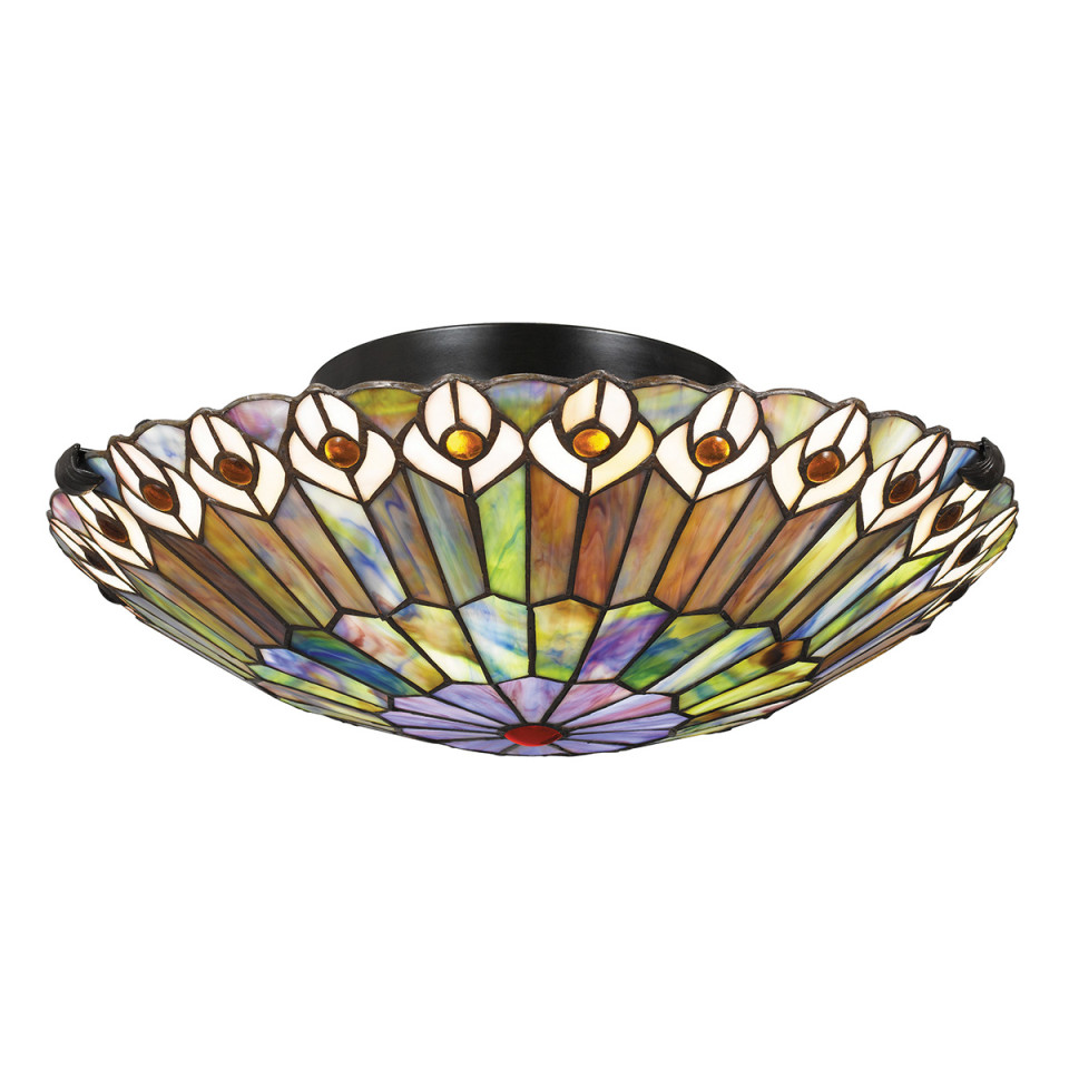 Watkins 2-ljus plafond brons/konstglas 42 cm