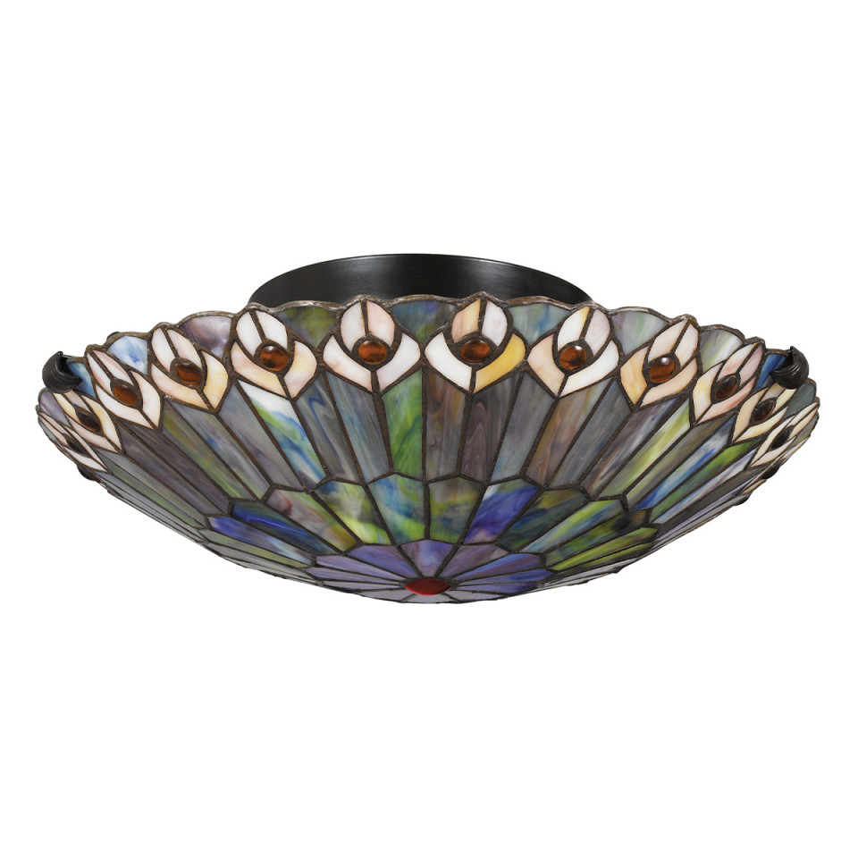 Watkins 2-ljus plafond brons/konstglas 42 cm