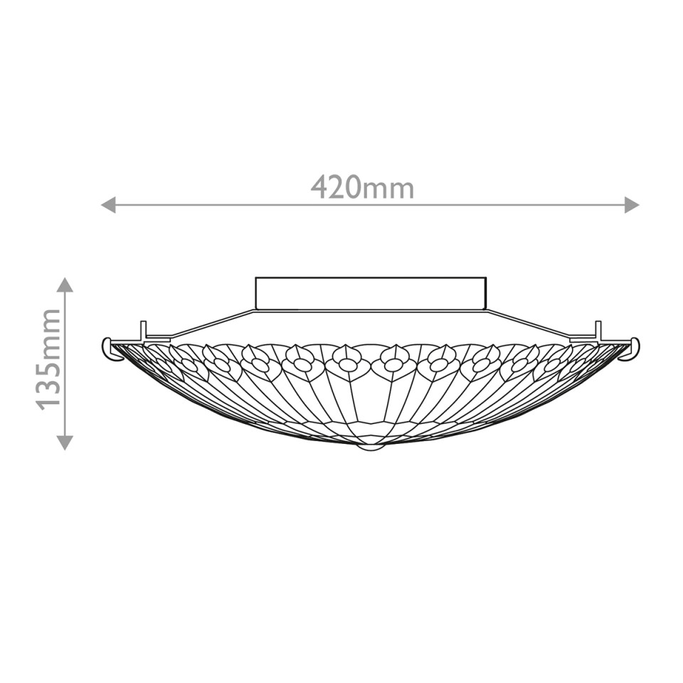 Watkins 2-ljus plafond brons/konstglas 42 cm