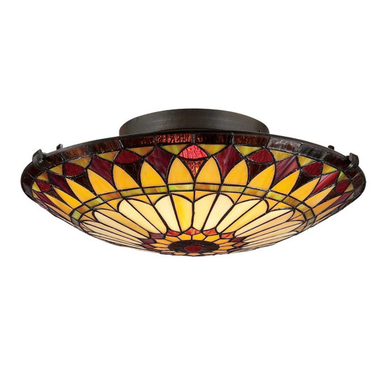 West End 2 tiffany medium plafond vintage brons 42cm West End 2 tiffany medium plafond vintage brons 42cm