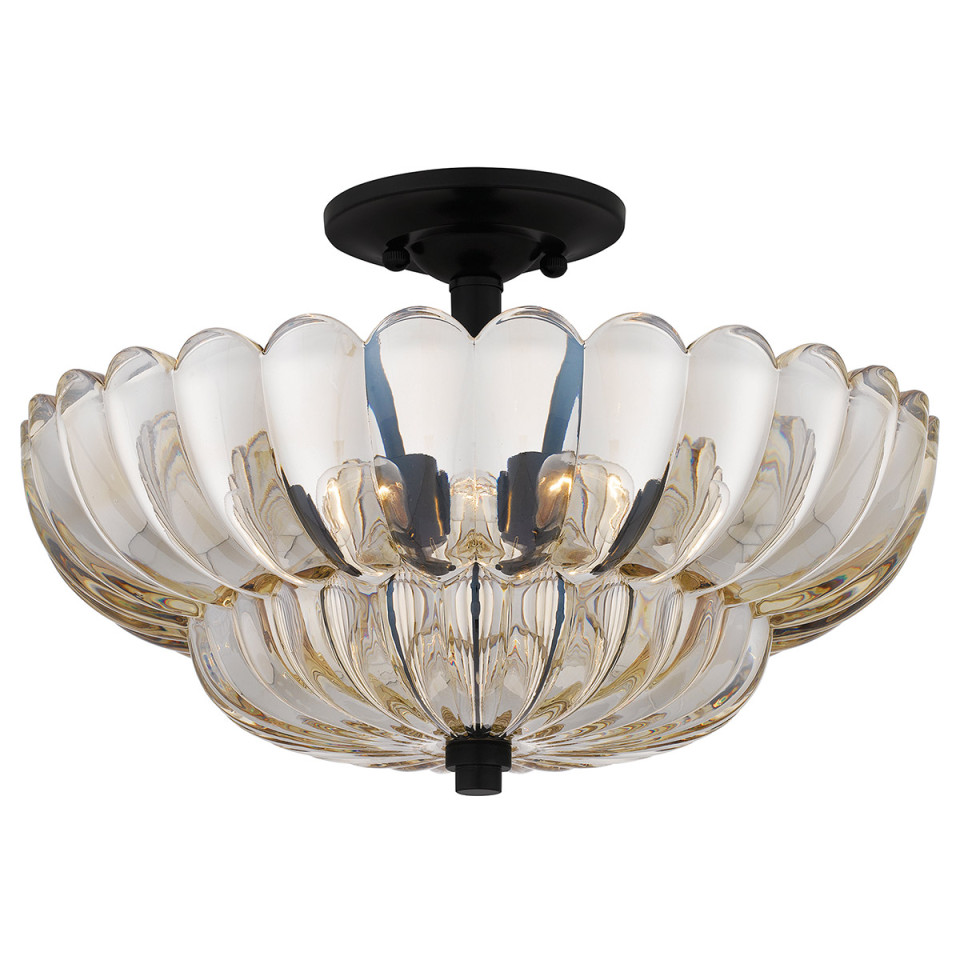 Whitecap 4-lt semi flush ceiling light amber glass/cocoa brown 39.5 cm Quoizel Whitecap 4-lt semi flush ceiling light amber glass/cocoa brown 39.5 cm