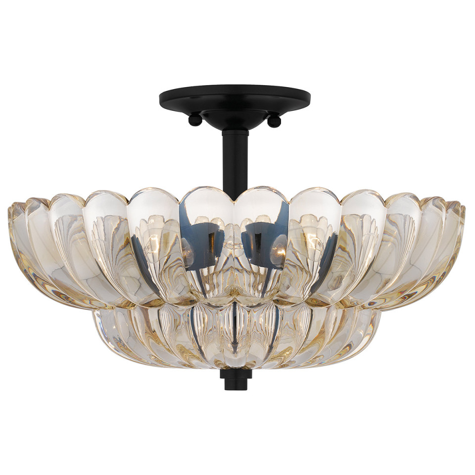 Whitecap 4-lt semi flush ceiling light amber glass/cocoa brown 39.5 cm Quoizel Whitecap 4-lt semi flush ceiling light amber glass/cocoa brown 39.5 cm