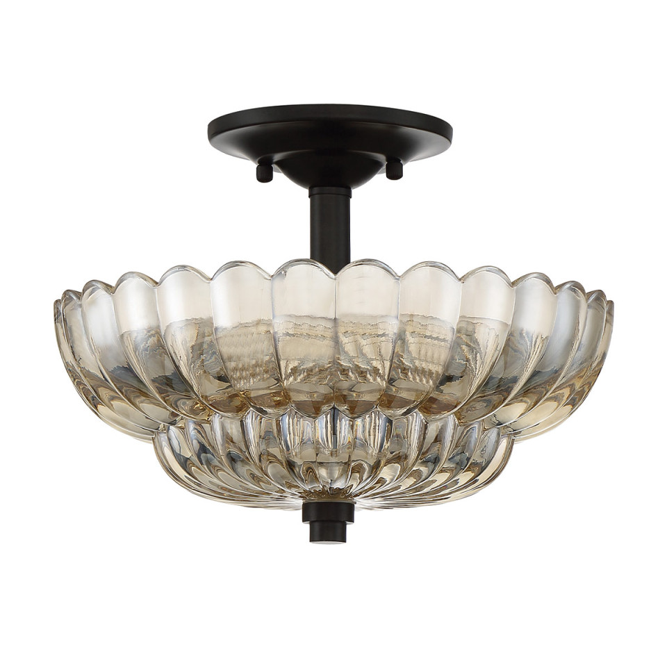 Whitecap 3-ljus semi plafond bärnstensfärgad glas/kakaobrun 29.7 cm Quoizel Whitecap 3-ljus semi plafond bärnstensfärgad glas/kakaobrun 29.7 cm