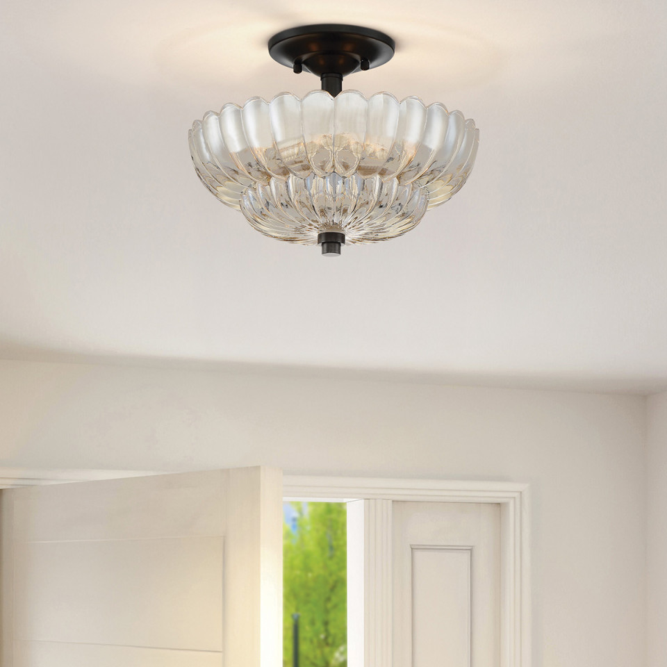 Whitecap 3-ljus semi plafond bärnstensfärgad glas/kakaobrun 29.7 cm Quoizel Whitecap 3-ljus semi plafond bärnstensfärgad glas/kakaobrun 29.7 cm