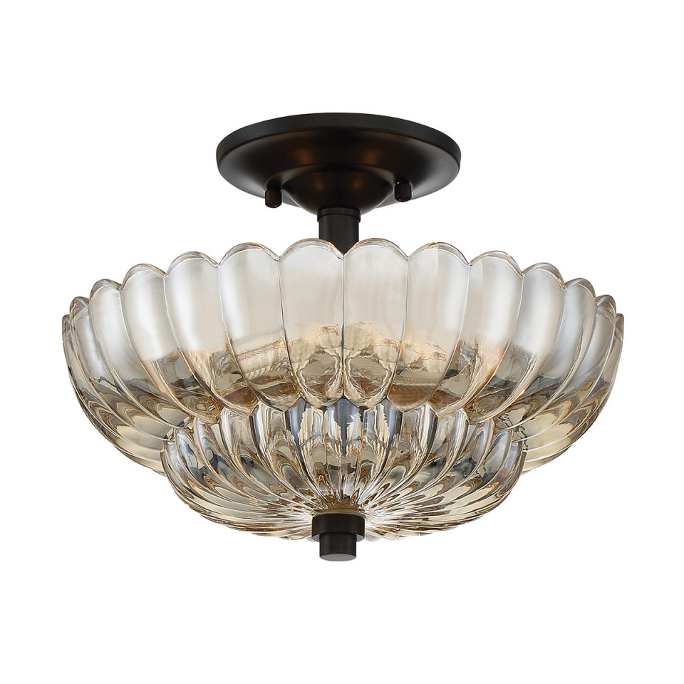 Whitecap 3-ljus semi plafond bärnstensfärgad glas/kakaobrun 29.7 cm Quoizel Whitecap 3-ljus semi plafond bärnstensfärgad glas/kakaobrun 29.7 cm