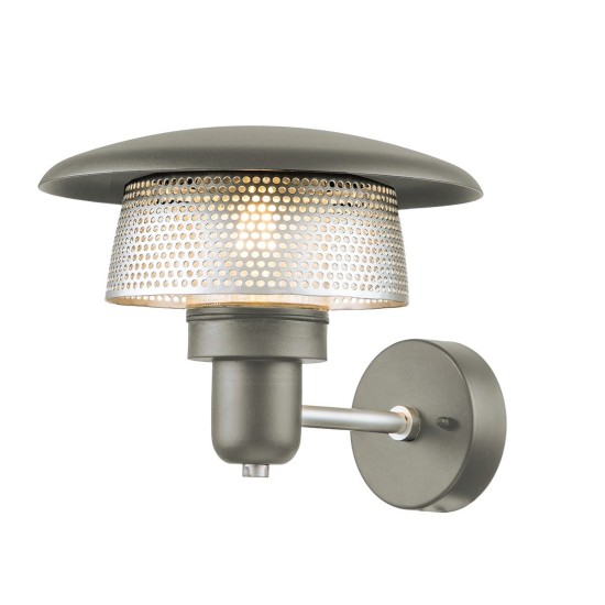 Saturne 1-Lt Outdoor Wall Light Grey/Silver 22.1cm