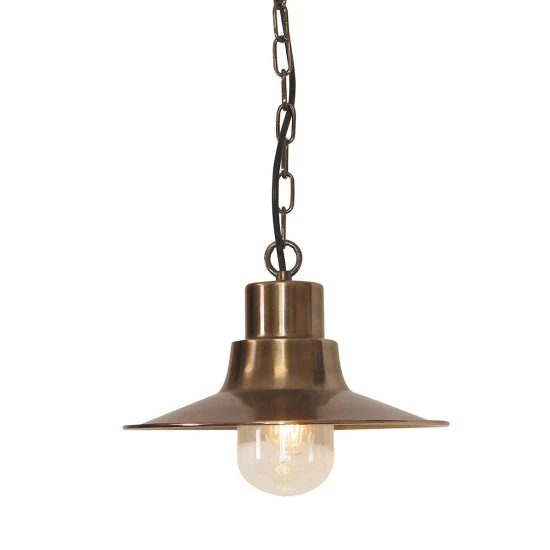 Sheldon 1-ljus utomhus taklampa i åldrad mässing/glas 29,5 cm IP44