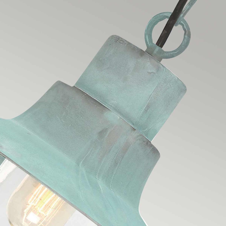 Sheldon 1-Lt Outdoor Ceiling Light Verdigris/Glass 29.5cm IP44