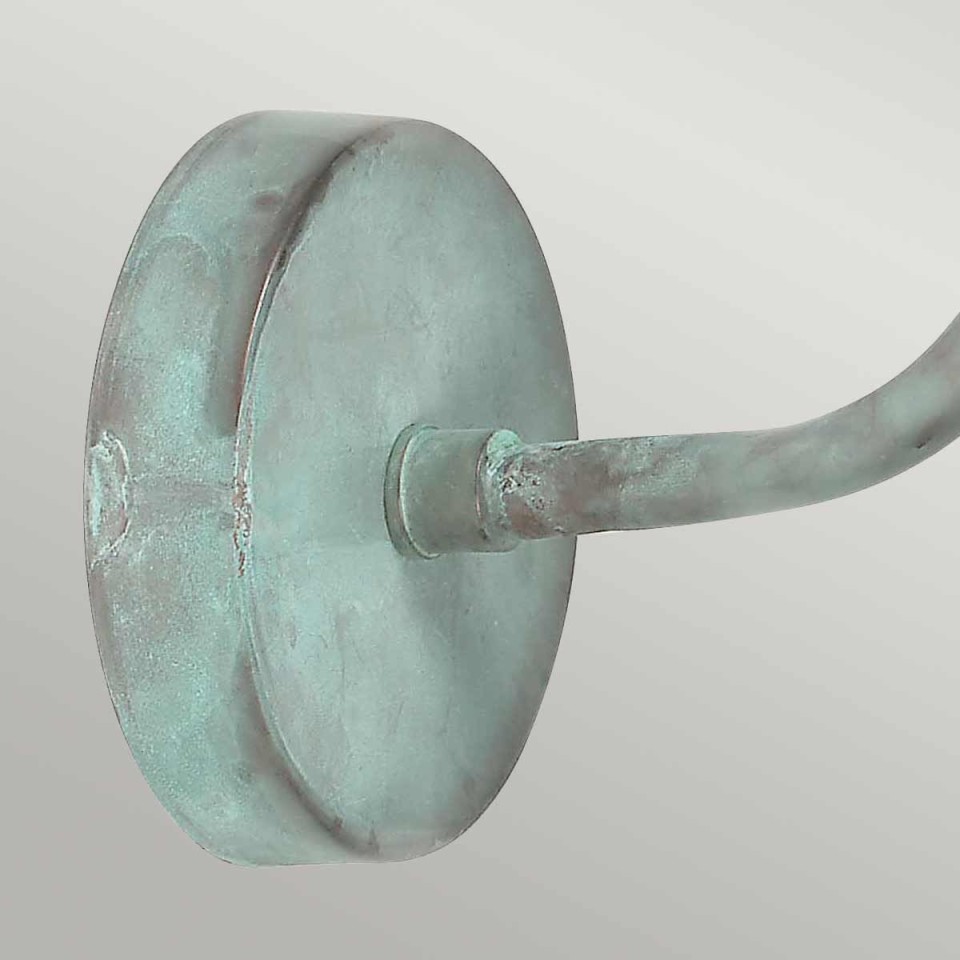 Sheldon 1-Lt Outdoor Wall Light Verdigris/Glass 24cm IP44