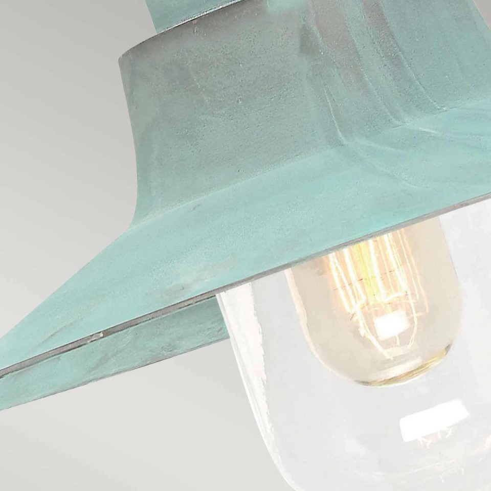 Sheldon 1-Lt Outdoor Wall Light Verdigris/Glass 24cm IP44