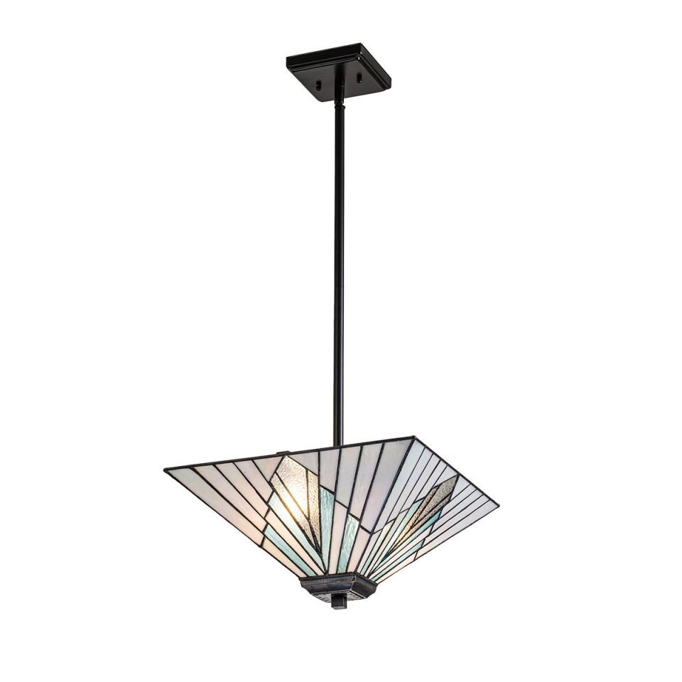 Alderley 2 light tiffany style ceiling light trio-mount vintage bronze 38cm Elstead Lighting Alderley 2 light tiffany style ceiling light trio-mount vintage bronze 38cm