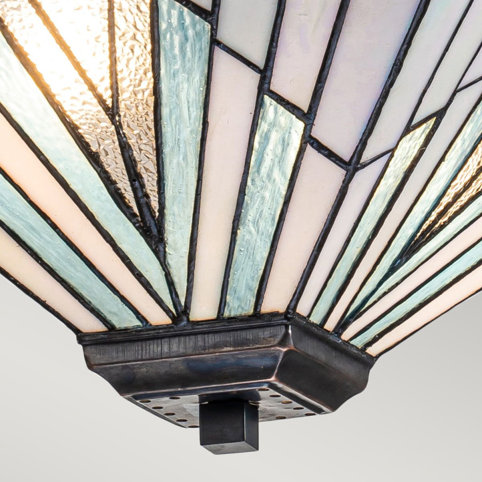 Alderley 2 light tiffany style ceiling light trio-mount vintage bronze 38cm Elstead Lighting Alderley 2 light tiffany style ceiling light trio-mount vintage bronze 38cm