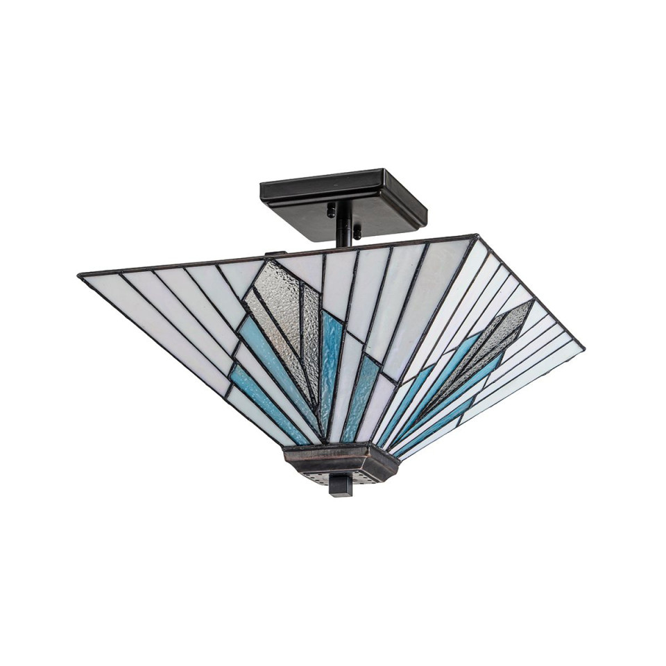 Alderley 2 light tiffany style ceiling light trio-mount vintage bronze 38cm Elstead Lighting Alderley 2 light tiffany style ceiling light trio-mount vintage bronze 38cm