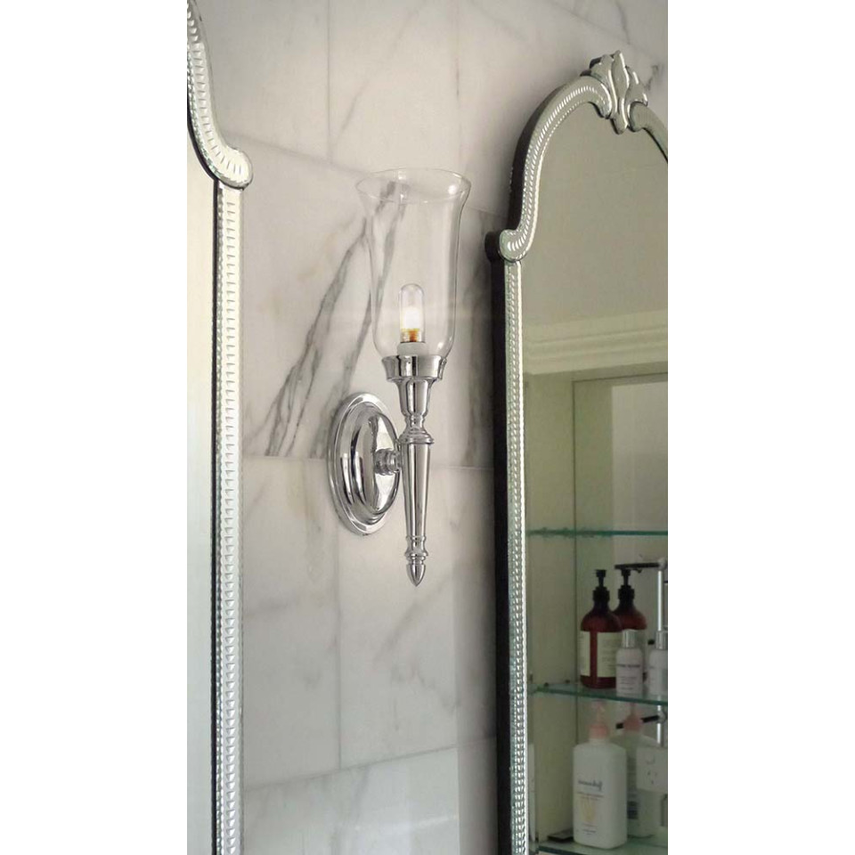 Dryden 1 Light Wall Light - Polished Nickel IP44 Elstead Lighting Dryden 1 Light Wall Light - Polished Nickel IP44