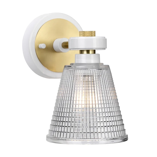 Gunnislake 1 Light Wall Light - White Aged Brass IP44