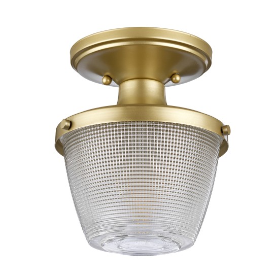 Dublin 1 Light Semi-Flush Mount - Painted Natural Brass IP44 Dublin 1 Light Semi-Flush Mount - Painted Natural Brass IP44