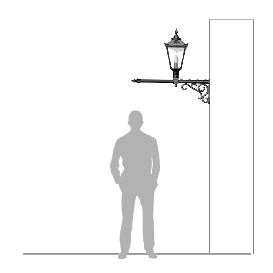 Viktoriansk utomhusvägglampa med förlängningsgjutjärn/galvaniserat stål 97 cm IP44