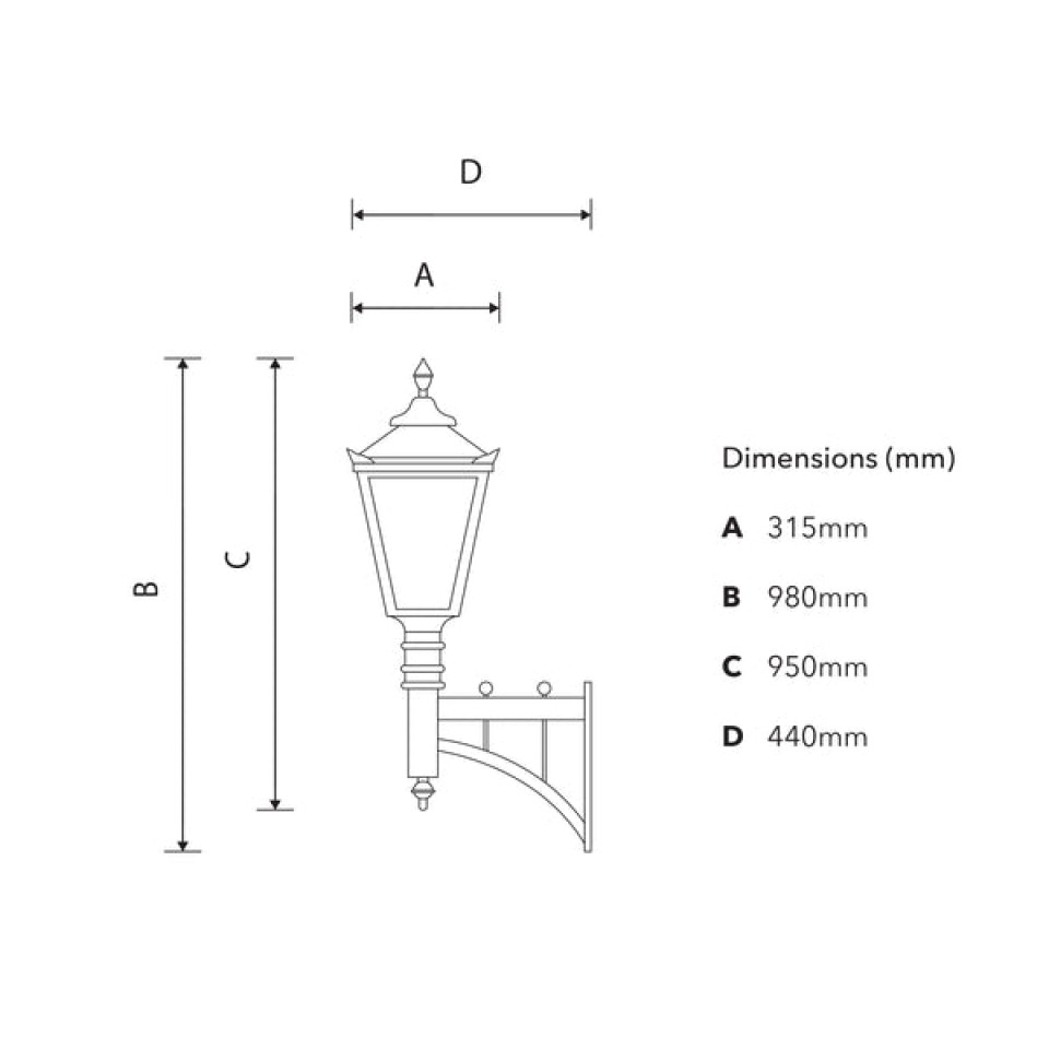 Victorian outdoor wall light with short arm cast iron/galvanised steel 97 cm IP44