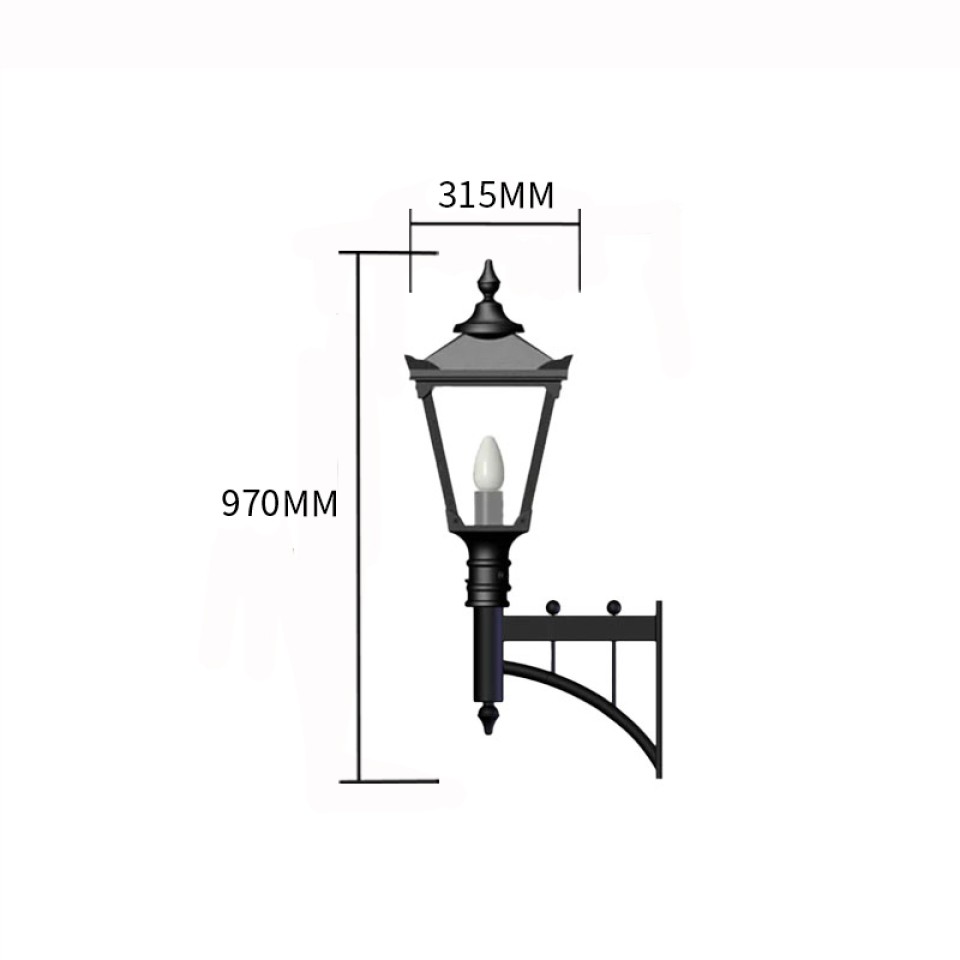 Victorian outdoor wall light with short arm cast iron/galvanised steel 97 cm IP44