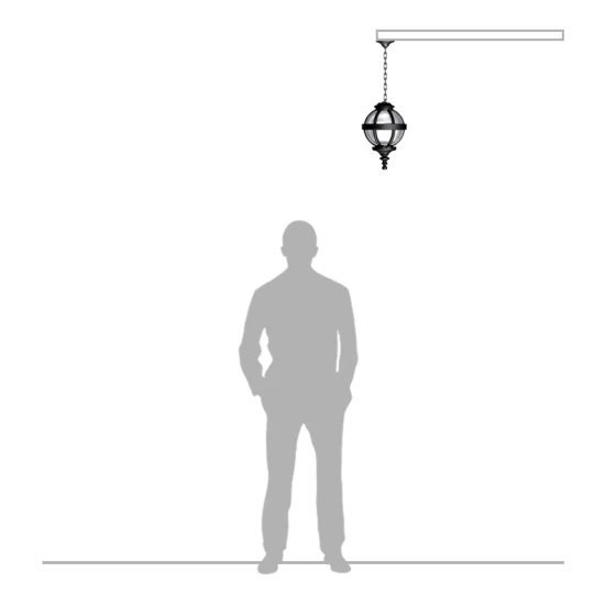 Victorian Utomhus Klottaklampa Med Kedja Gjutjärn 65cm