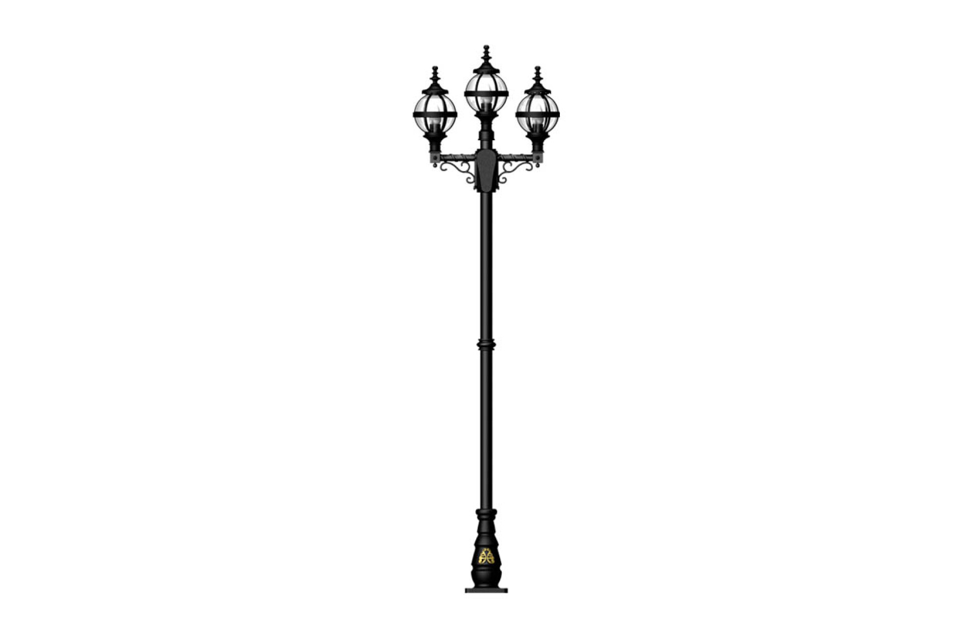 Victorian Utomhus Trippelhövdad Klotlyktstolpe Gjutjärn 260cm h237 ...