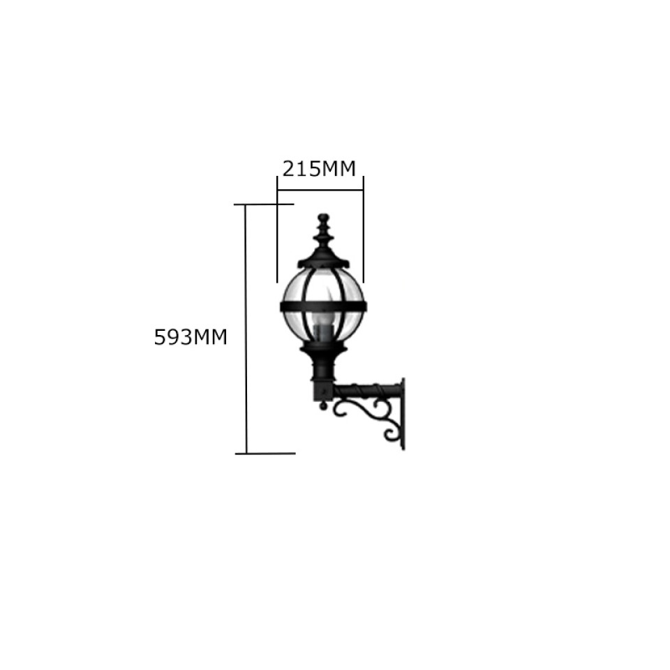 Victorian Outdoor Globe Wall Light With Decorative Arm Cast Iron 59cm Victorian Outdoor Globe Wall Light With Decorative Arm Cast Iron 59cm