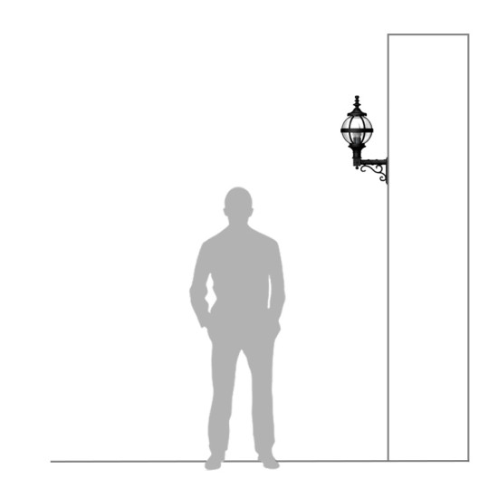 Victorian Utomhus Klotvägglampa Med Dekorativ Arm Gjutjärn 59cm