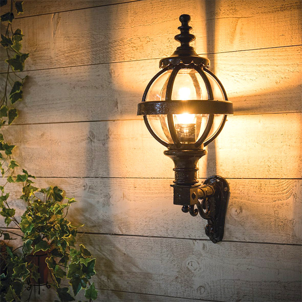 Victorian Outdoor Globe Wall Light With Decorative Arm Cast Iron 59cm Victorian Outdoor Globe Wall Light With Decorative Arm Cast Iron 59cm