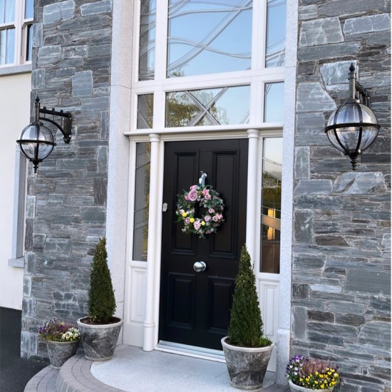 Viktoriansk glob utomhusvägglampa gjutjärn/galvaniserat stål 71,5 cm IP44