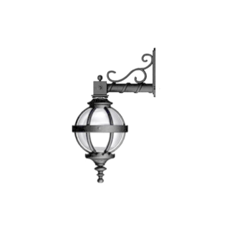 Victorian downturned globe outdoor wall light cast iron/galvanised steel 58 cm IP44