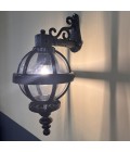 Victorian downturned globe outdoor wall light cast iron/galvanised steel 58 cm IP44