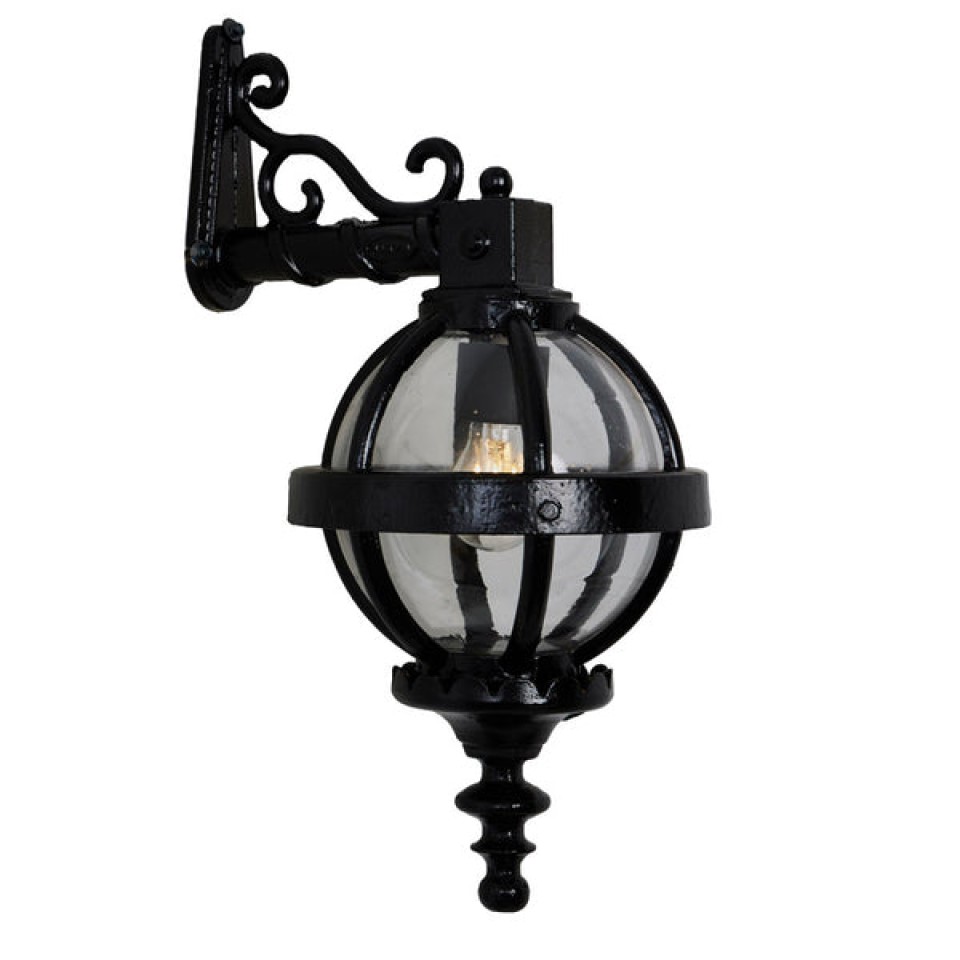 Victorian downturned globe outdoor wall light cast iron/galvanised steel 58 cm IP44