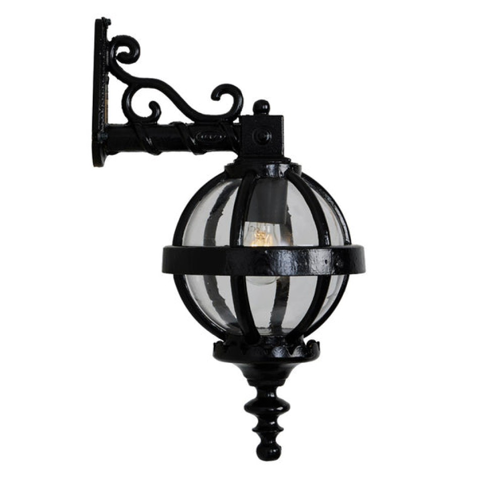 Victorian downturned globe outdoor wall light cast iron/galvanised steel 58 cm IP44