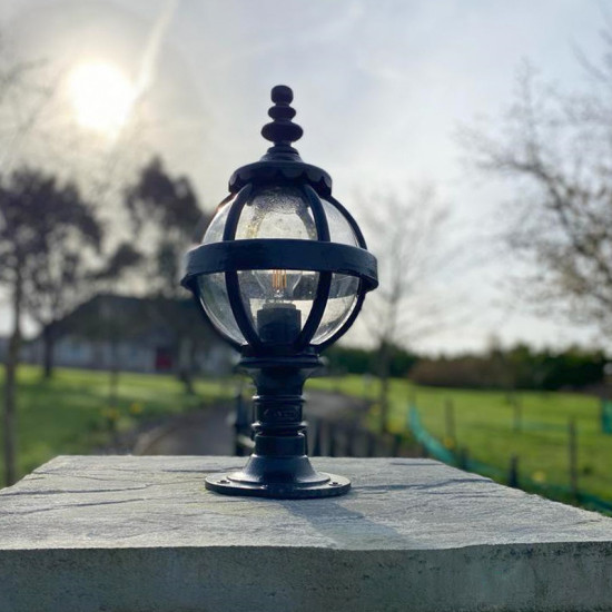 Victorian Outdoor Globe Pedestal Light For Flat Pier Caps Cast Iron 48cm Victorian Outdoor Globe Pedestal Light For Flat Pier Caps Cast Iron 48cm