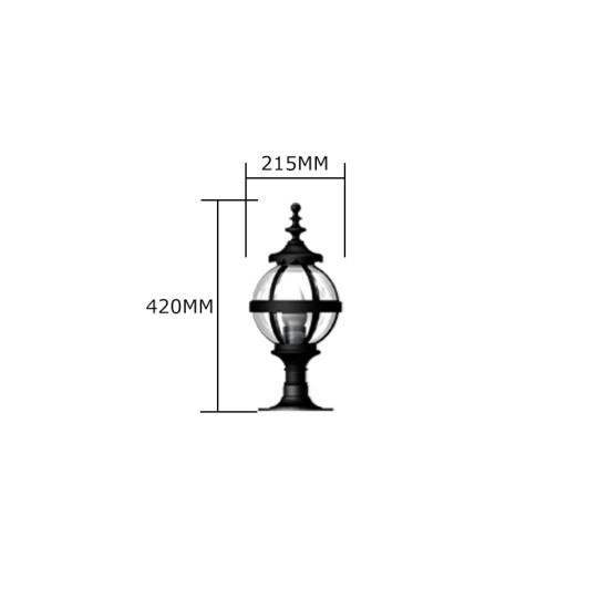 Victorian Outdoor Globe Pedestal Light For Flat Pier Caps Cast Iron 48cm Victorian Outdoor Globe Pedestal Light For Flat Pier Caps Cast Iron 48cm