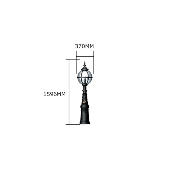 Victorian Globe Bollard Light Cast Iron 159cm Victorian Globe Bollard Light Cast Iron 159cm