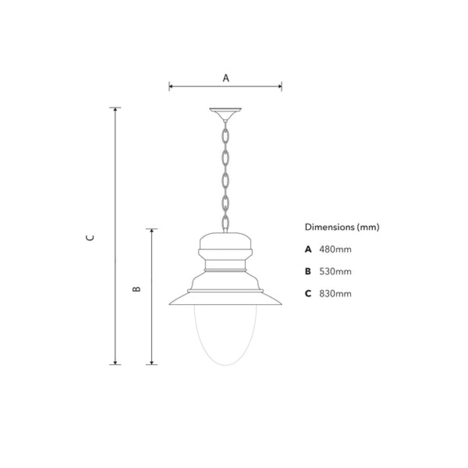 Klassisk järnvägstyp utomhustaklampa aluminium/galvaniserat stål 48 cm IP65
