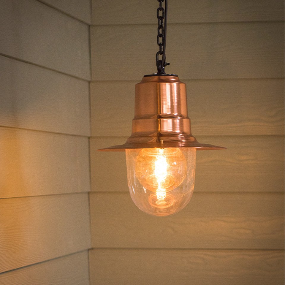 Copper Utomhus Järnvägstil Taklampa Med Kedja Galvaniserat Stål 33cm Copper Utomhus Järnvägstil Taklampa Med Kedja Galvaniserat Stål 33cm