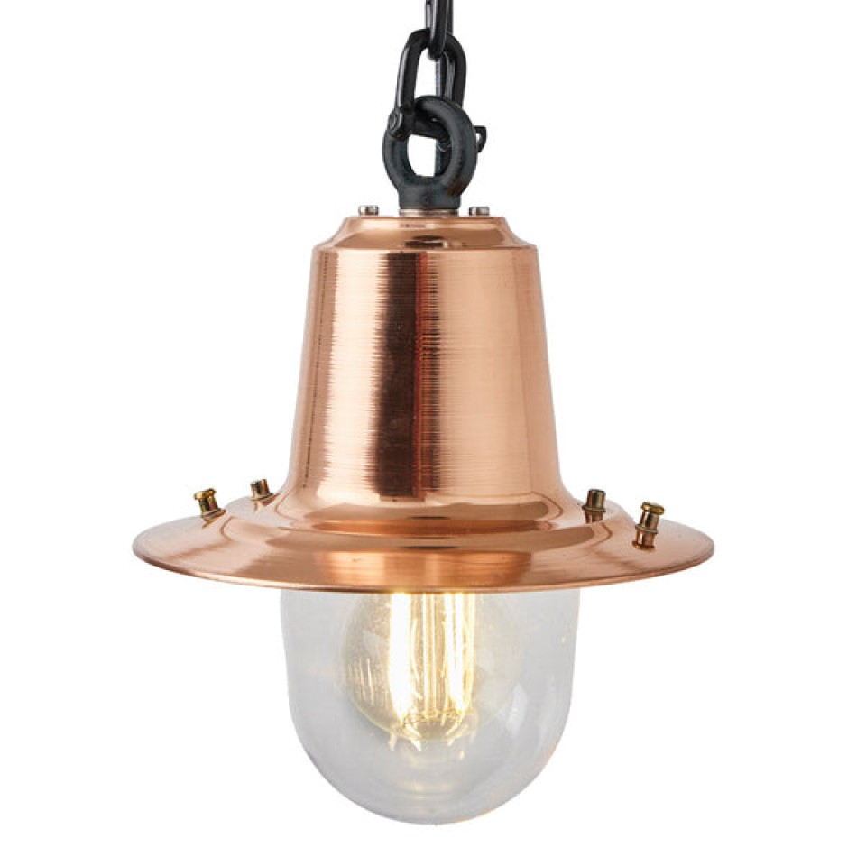 Copper railway style outdoor ceiling light copper/galvanised steel 19.5 cm IP44