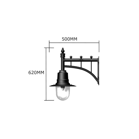 Classic Outdoor Railway Style Wall Light Cast Iron 62cm Classic Outdoor Railway Style Wall Light Cast Iron 62cm