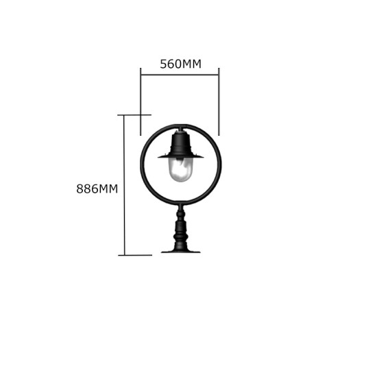 Classic Outdoor Railway Style Pedestal Light For Flat Pier Caps Cast Iron 89cm Classic Outdoor Railway Style Pedestal Light For Flat Pier Caps Cast Iron 89cm