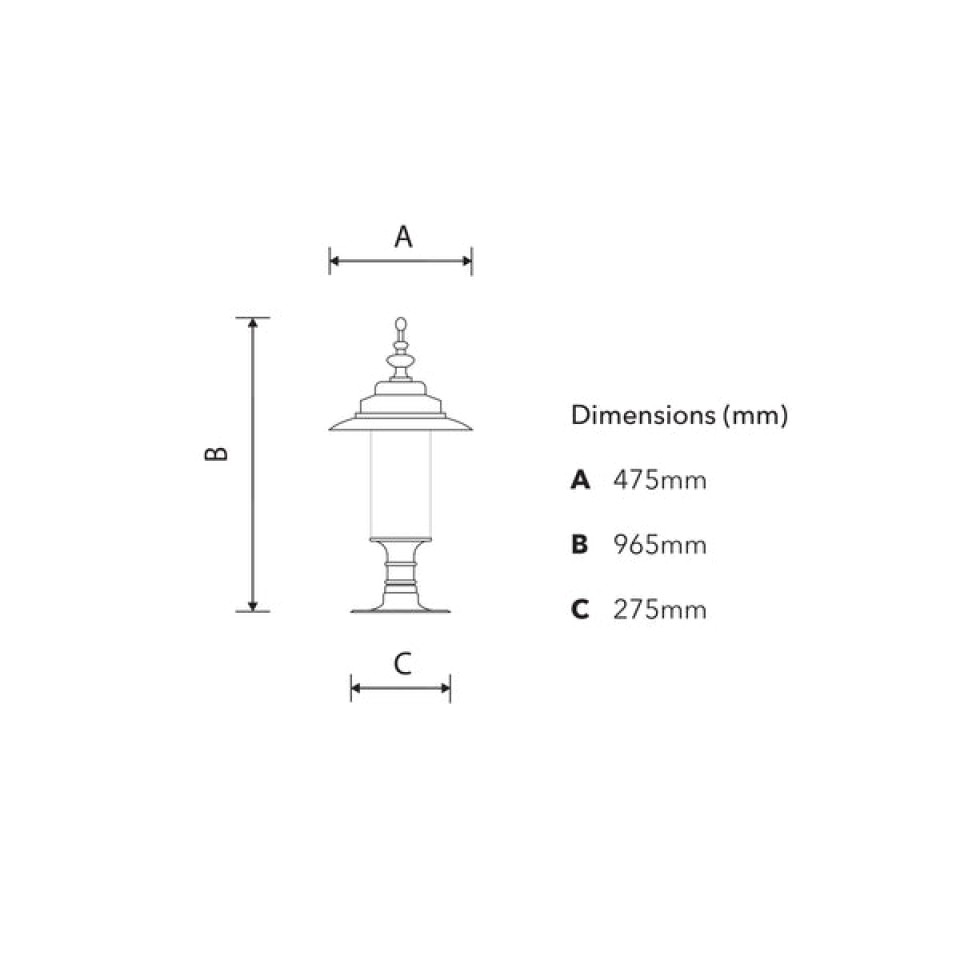 Georgisk utomhus portlykta för stora pelare i gjutjärn/galvaniserat stål 96,5 cm IP44