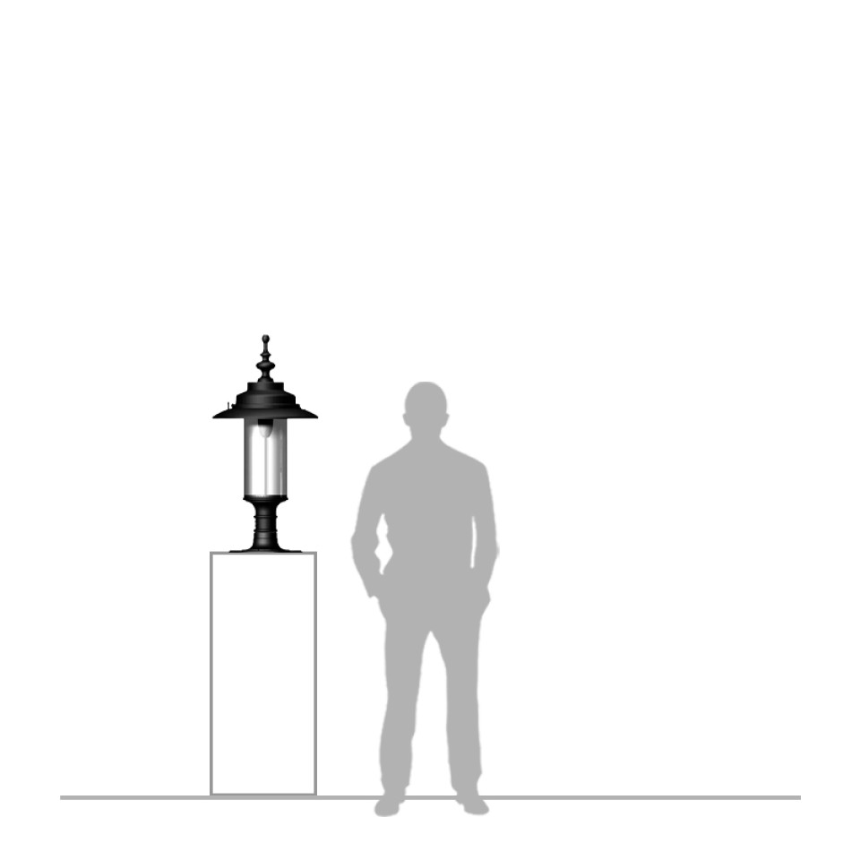 Georgisk utomhus portlykta för stora pelare i gjutjärn/galvaniserat stål 96,5 cm IP44