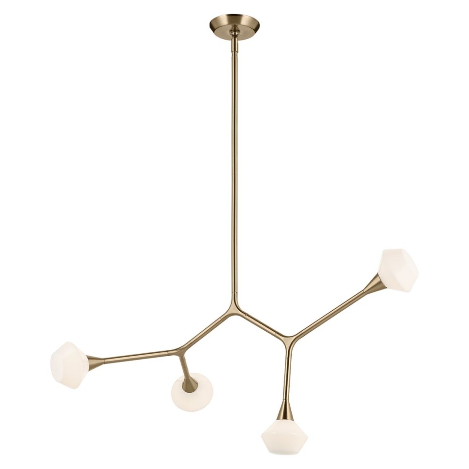 Cassius 4-lt chandelier champagne bronze/white 100.3 cm