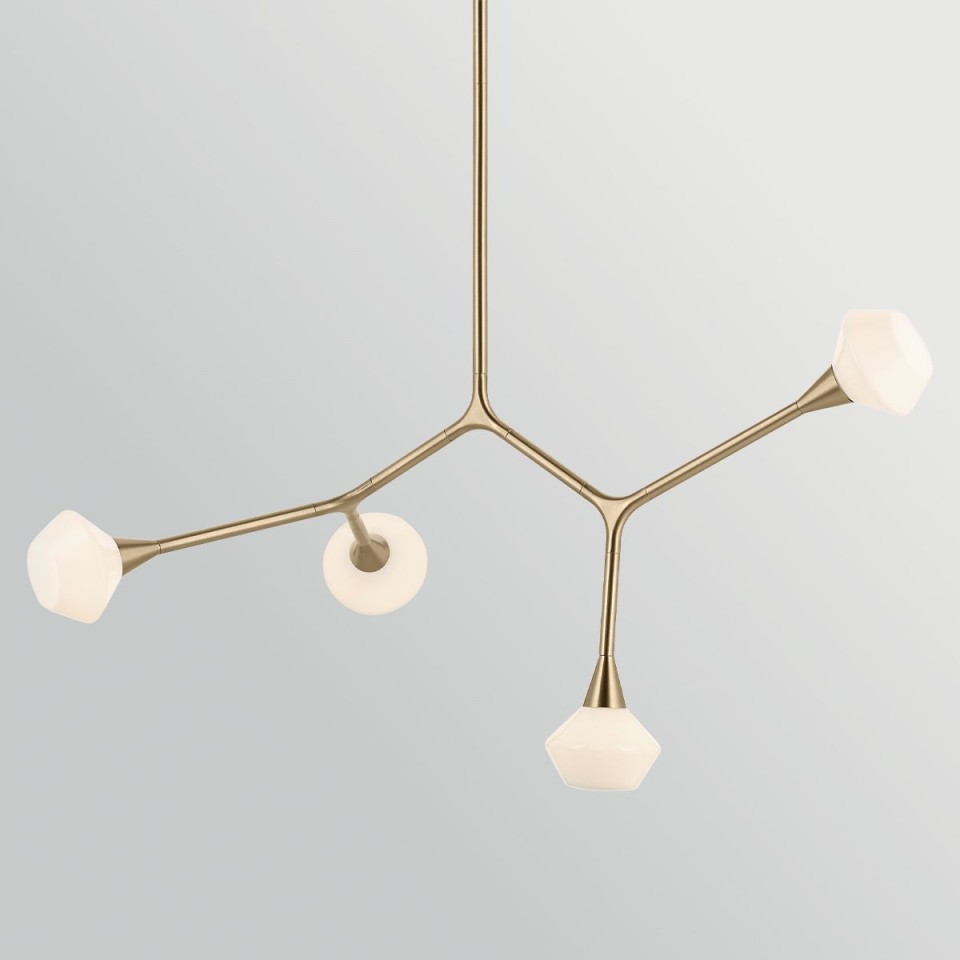 Cassius 4-lt chandelier champagne bronze/white 100.3 cm