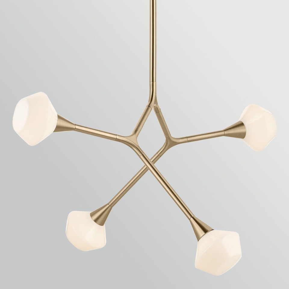 Cassius 4-lt chandelier champagne bronze/white 100.3 cm