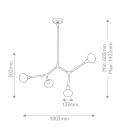 Cassius 4-lt chandelier champagne bronze/white 100.3 cm