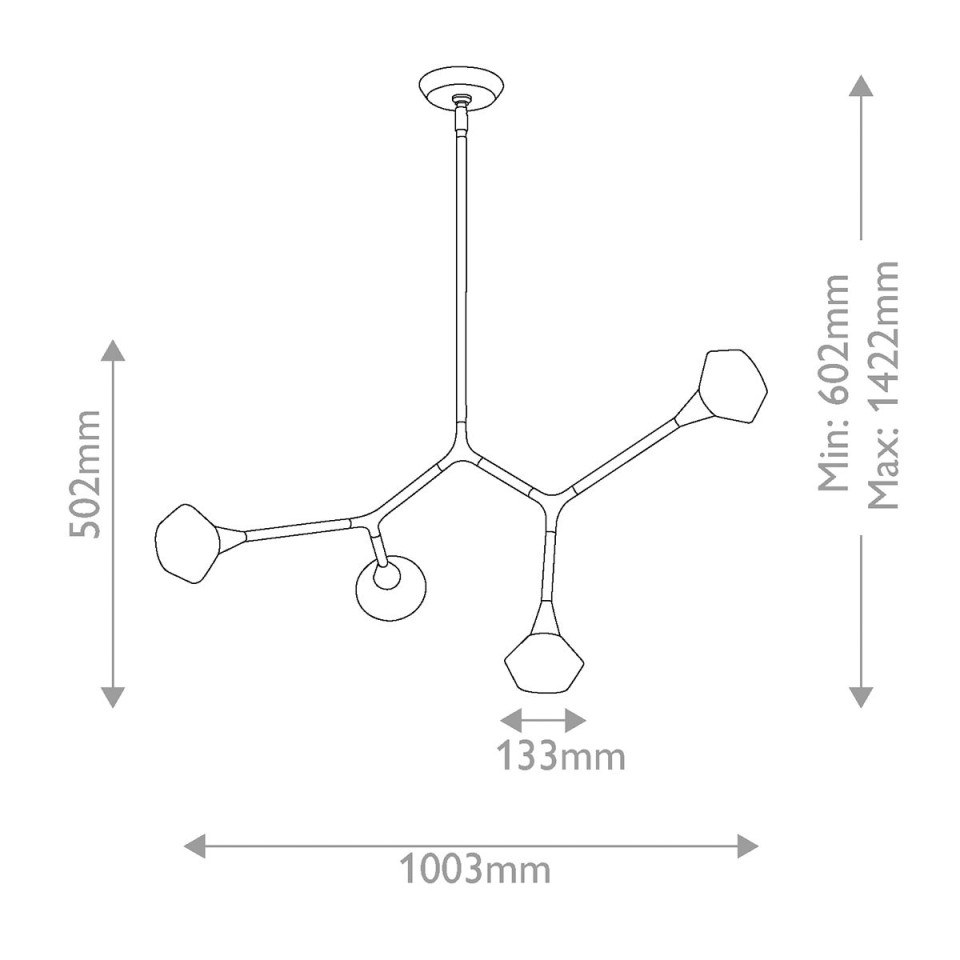 Cassius 4-lt chandelier champagne bronze/white 100.3 cm
